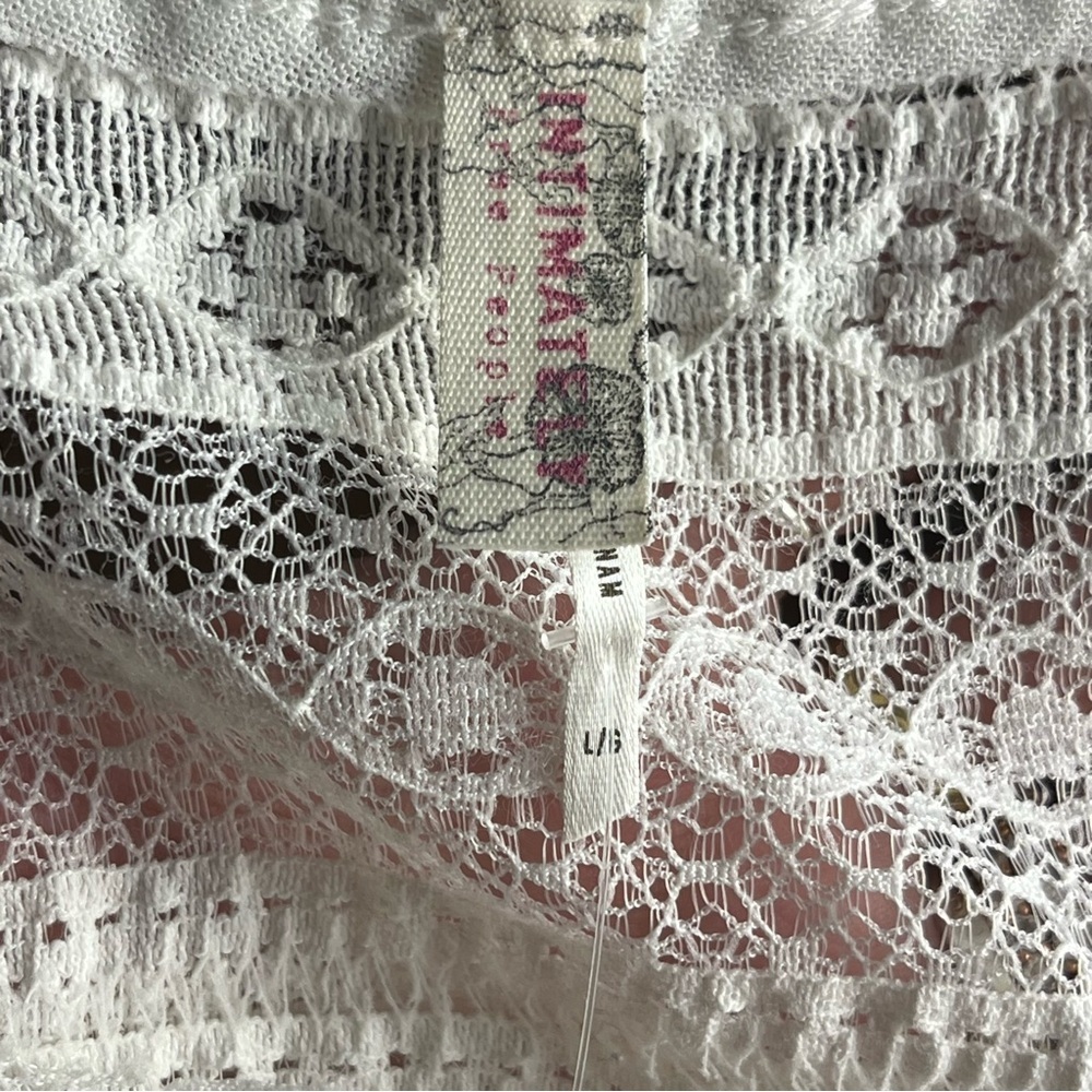 Intimately Free People Lace Mini Dress Cream Sheer Drop Waist Prairie Boho Tunic - Picture 11 of 12